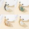 Vintage Silver Gold Alloy Snail Shell Brooch With Natural Shell Embellishments For Couples Gift