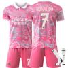 25-26 Real Madrid Drachenmuster Rosa Fußballtrikot für Kinder und Erwachsene RONALDO #7