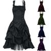 Halloween Medieval Gothic Dress Steampunk Victorian Black Dress Sleeveless Ruffled Lolita Palace Court Princess Robe for Women