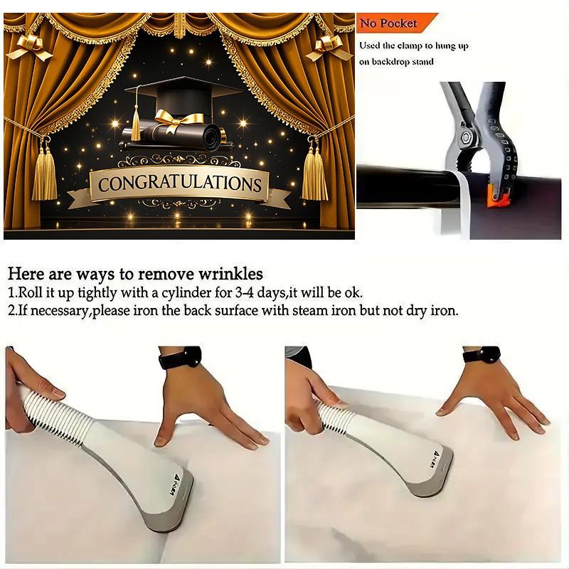 Pozadí na oslavu promoce, text "Gratulujeme", téma promoční čepice a závěsu pro domov, zahradu nebo svátek, promoční dekorace