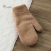 Adults Mittens 1 Pair Women Double-layers Cute Stretchy Soft Thickened Cold Female Resistant Solid Color Autumn Winter Girls Gloves for Riding