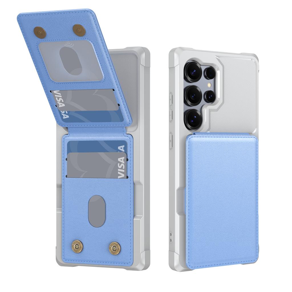 Custodia per Samsung S26 S25 S24 S23 S22 ultra Porta carte integrato cover protettiva in pelle copertura completa tinta unita Anti-Impronta