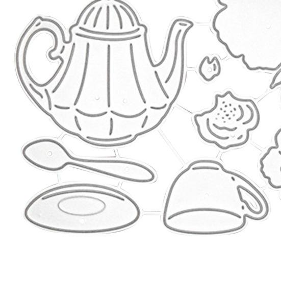 Cutting Mold Teacup Flower Pattern Educational Carbon Steel DIY Scrapbooking Card Decorative Template for Kids