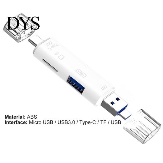 TF Card Reader Plug Play High Speed 5-In-1 USB 3.0 Type-C for Computer Micro
