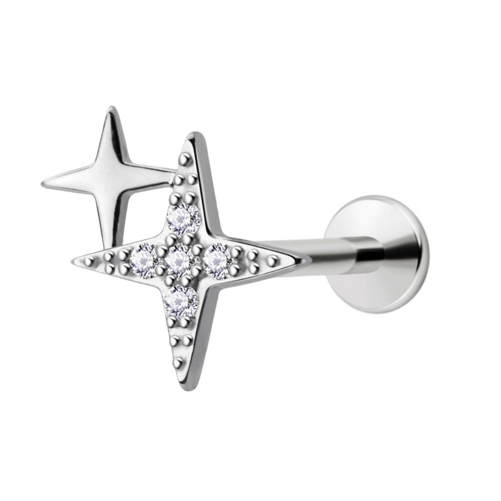 G23 Titanium Threadless Piercing16G/18G/20G  Heart Shape Flower Push Pin Labret Lip Ring Stud Piercing Earring Zircon