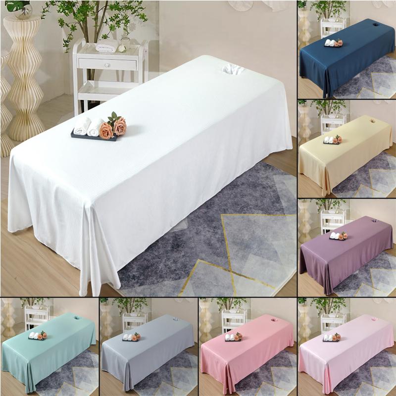 Solid Color Beauty Salon Massage Table Bed Sheet Hole Thick Therapy Bedsheet Physiotherapy Spa Clubhouse Massage Bed Sheet
