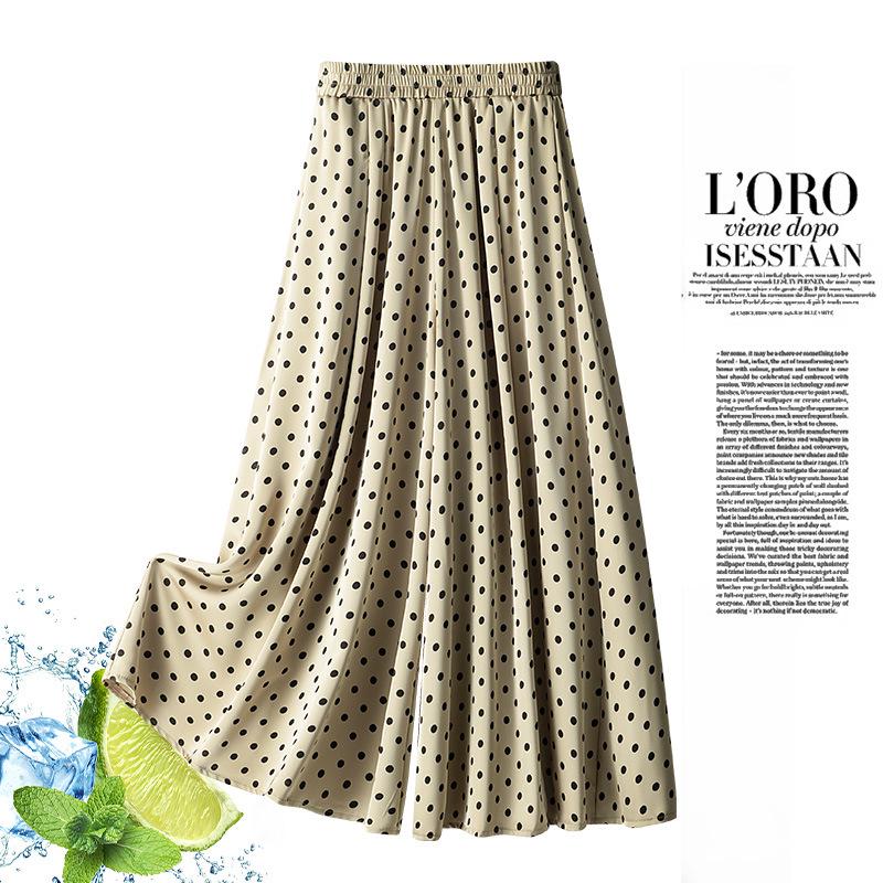 Women's High-Waisted Polka Dot Wide-Leg Culottes - Spring/Summer, Slimming, Comfortable, Nine-Point Length