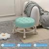Low Height Rolling Stool with 360 Degrees Wheels Faux Leather Sponge Filled Cushion Modern Home Office Shop Round Roller Stool Seat Chair