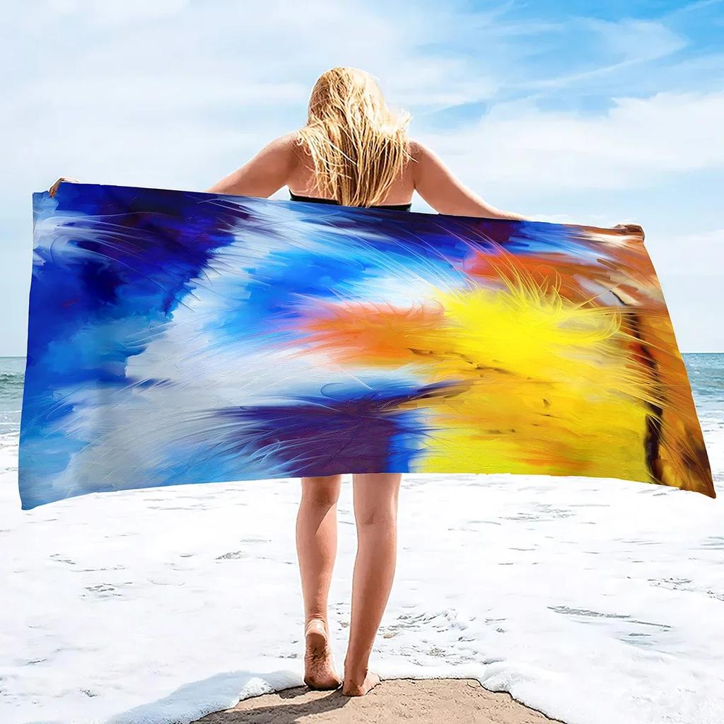 Microfiber Beach Towels Quick Drying Towels,Ink Painting Style Absorbent Sand Free Swim Pool Pool Towels Blanket for Camping