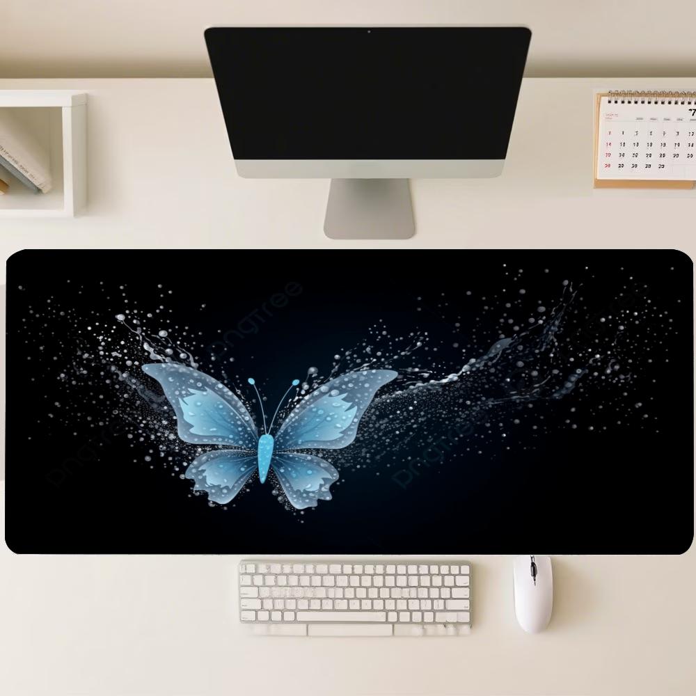 Glowing Blue Butterfly Fantasy Mouse Pad Smooth Thick Rubber Keyboard Desk Mat For Gaming Laptop Computer Desktop Peripherals