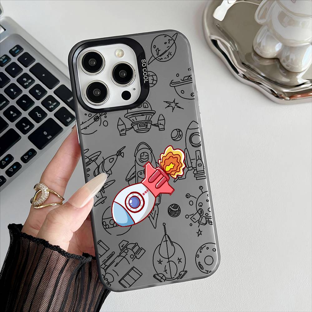 Cool Astronaut Anime Phone Case For Apple 11 12 13 14 15 16Pro Max Plus Protect Plating Phone Cover