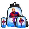 Set de 3 piezas L-Lamin Yamal con Mochila con Bolsillo Frontal Material Escolar Estrella de Fútbol Bolso Escolar, con Bolsa para el Almuerzo, Estuche, Mochila