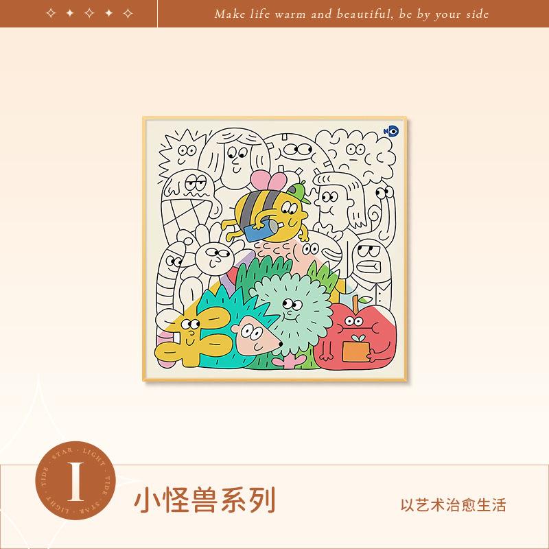 

Модная настенная живопись, светящаяся граффити, маятниковая картина, прикроватное украшение для рабочего стола, мультяшная детская световая картина с монстром, подарок 20*20cm