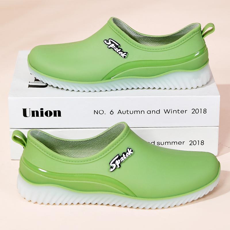 Water Shoes New Fashion Light Mouth Rain Shoes Women, Non-slip Waterproof Thickened Spring and Autumn Low-top Rubber Shoes Women