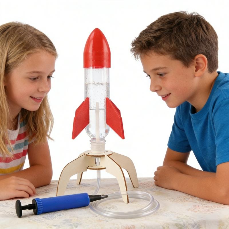 Educational DIY Water Rockets Model Launchers Science Experiment Handcraft Projects With Wooden Materials For Students