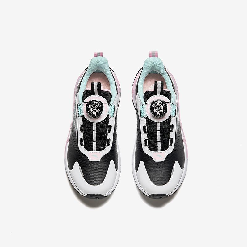 Anta Kids Synthetic Leather Fabric Trendy Lightweight Shock Absorbing Low Top Running Shoes Kids Sneaker Black White A22435532N-3