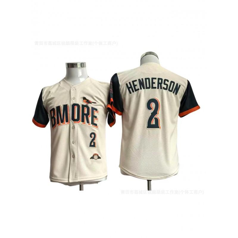 Baltimore Orioles 2 Henderson Baseball Jersey Unisex Fan Edition Cotton Blend Performance Tee Sports Training Casual Wear