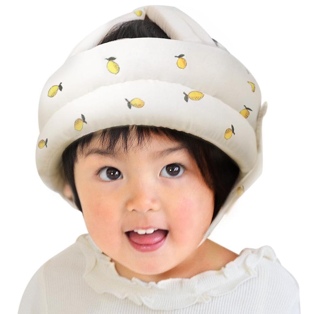 Keratta Ibul Head Baby Head Protection Helmet with Double Gauze and Mesh for Comfort and Fall Prevention Guard, (Lemon)