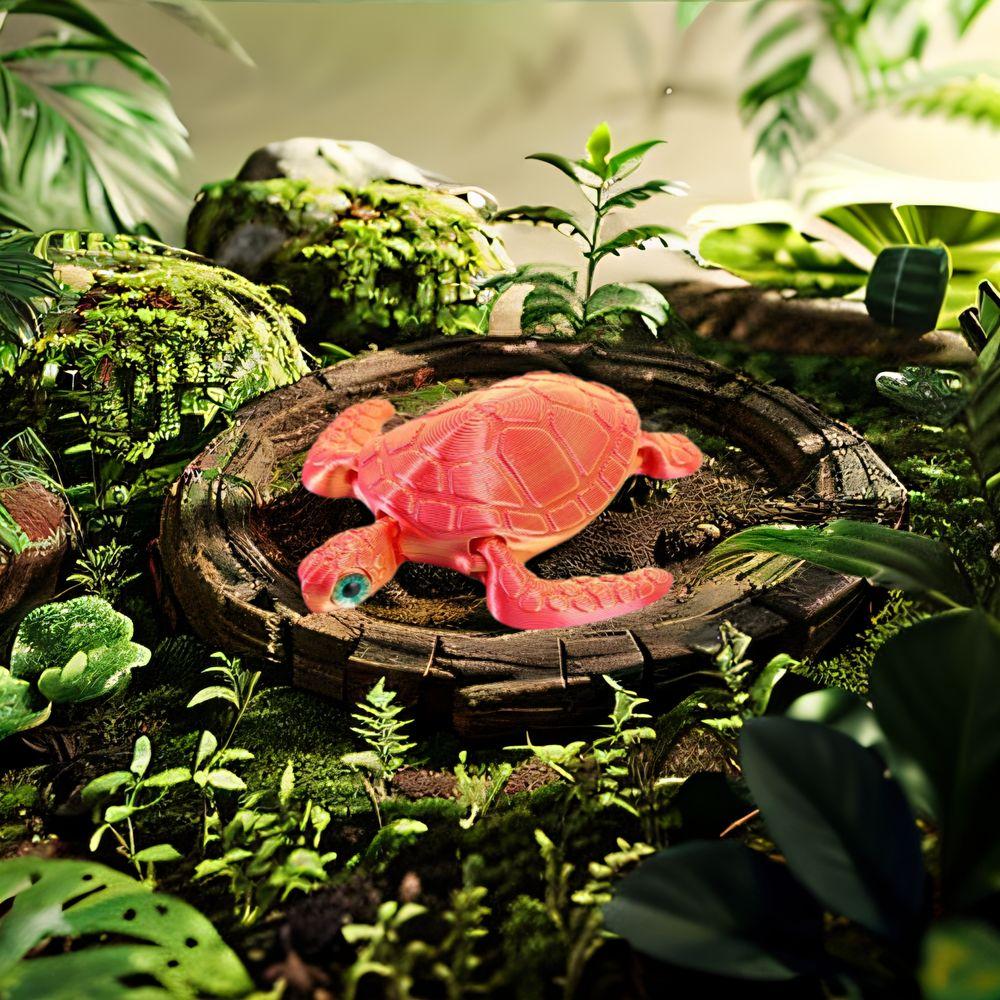 Cartoon 3D Printed Turtle Model Movable Sea Turtle Model Animal Figures  Creative Collection
