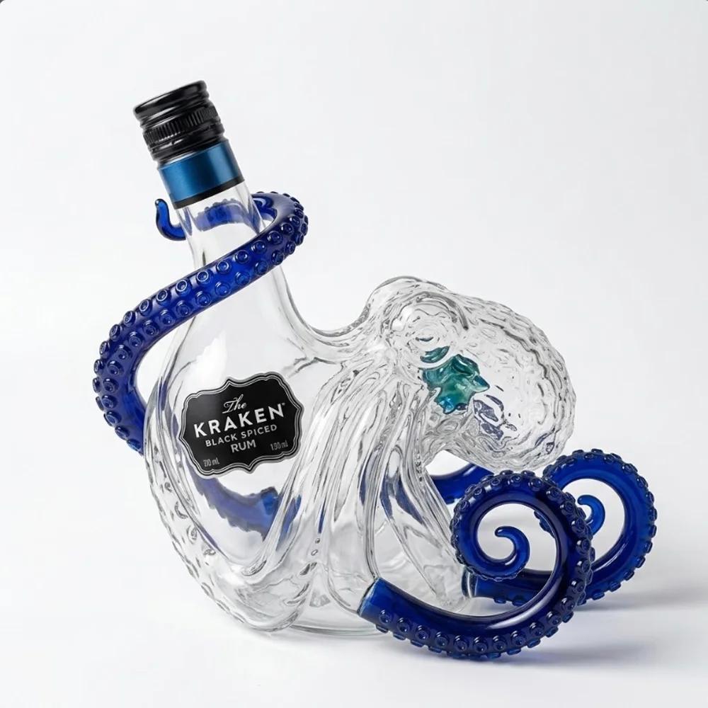Kraken Octopus Colored Liquor Decanter Nice Souvenir Whiskey Rum Bottle For Home Bar Spirits Storage And Visual Decor Ornament (as the picture,300ML)