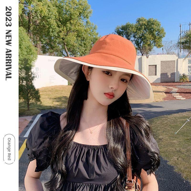 

Summer New Arrival Sun Shade Sun Protection Hat Women s UV Protection Color Plastic Sun Hat Easiest for Match Fashion Foldable Big Brim Brick Red One size