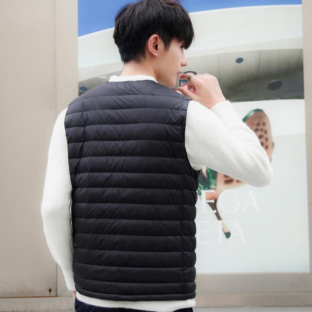 Men's Ultra-Light Down Vest, Large Size, Winter 2026, Short Style with Round Neck, Casual and Portable
