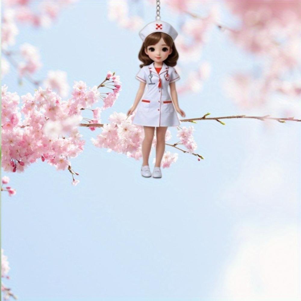 Elegant and Beautiful Acrylic Nurse Keychain - Medical Uniform Nurse Theme Keyring for Nurses Day Pendant Gift Souvenirs for Friends