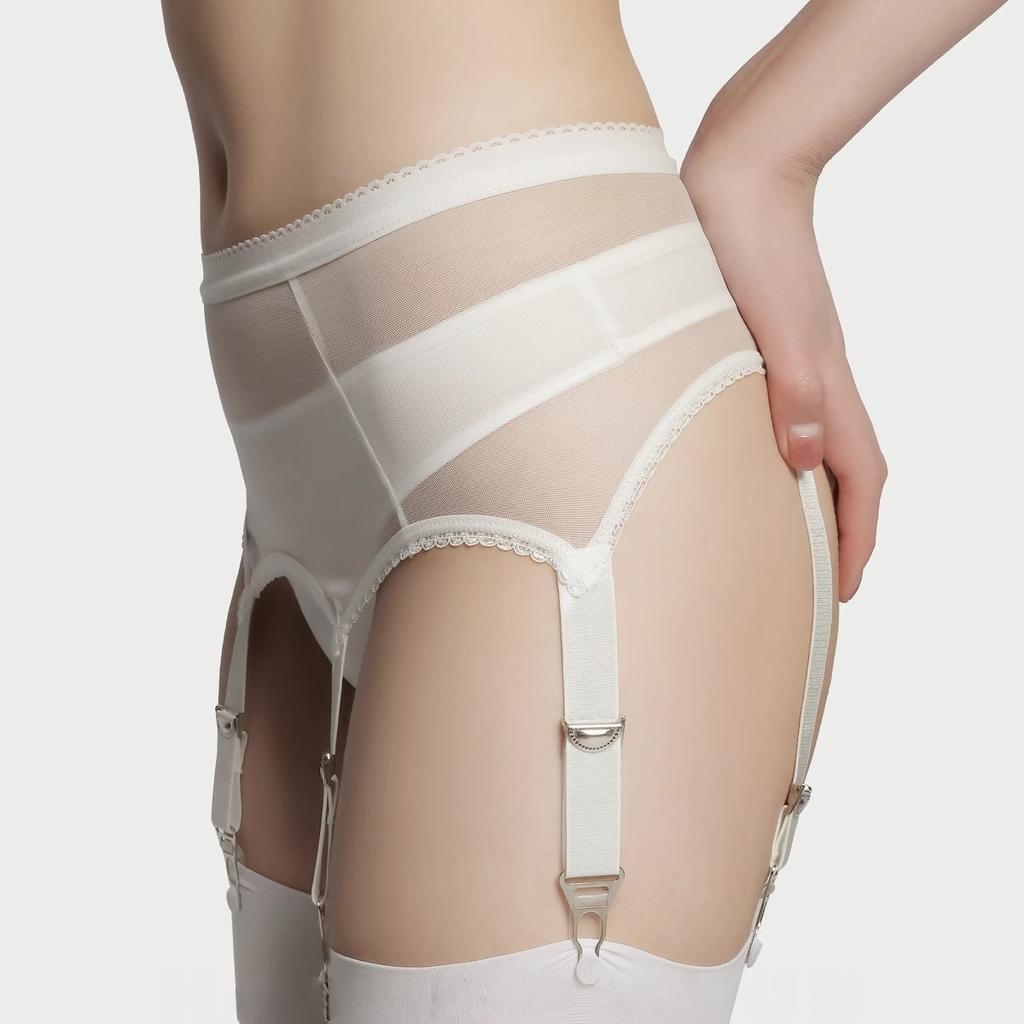 Adjustable Straps High Waist Elastic Garter Belt With Socks Clips Transparent Silky Touch Black Suspender Belt Sex Lingerie Wear