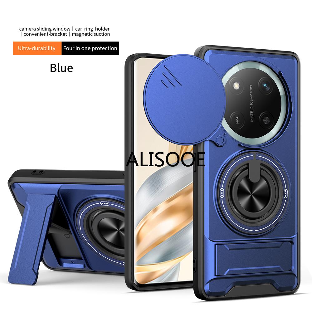 Funda for Honor Magic 7 Lite 5G Case Rotatable Slide Camera Protection Ring Stand Shockproof Cover Capa Funda