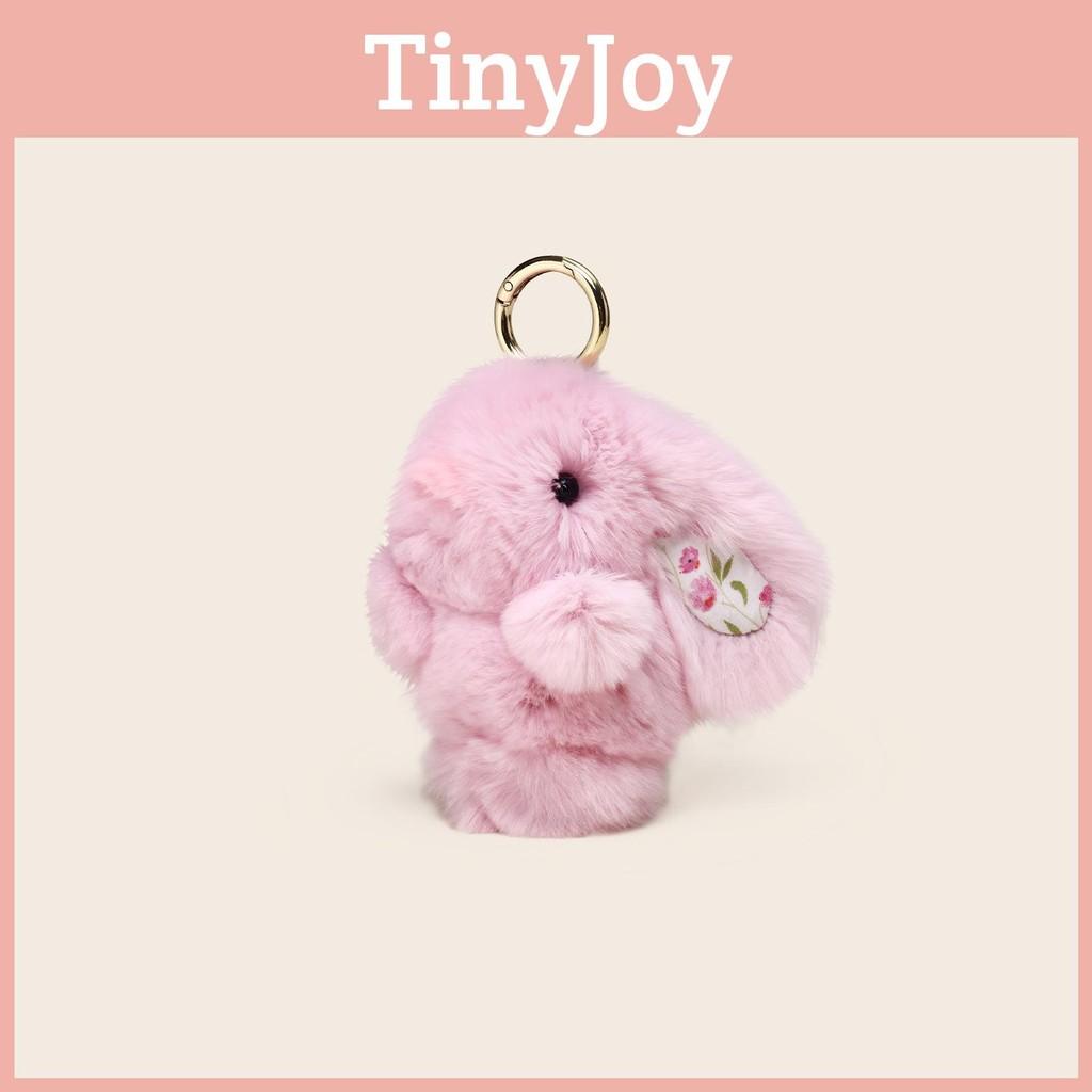 Plush Bunny Keychain With Flower Print For Bag Pendant Decoration Gift Kids
