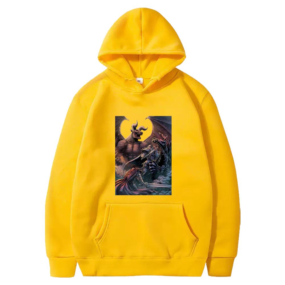Harajuku Anime Berserk Hoodie Guts Print Sweatshirt Men Women Clothing Long Sleeve Fleece Loose Hooded Male Casual Streetwear