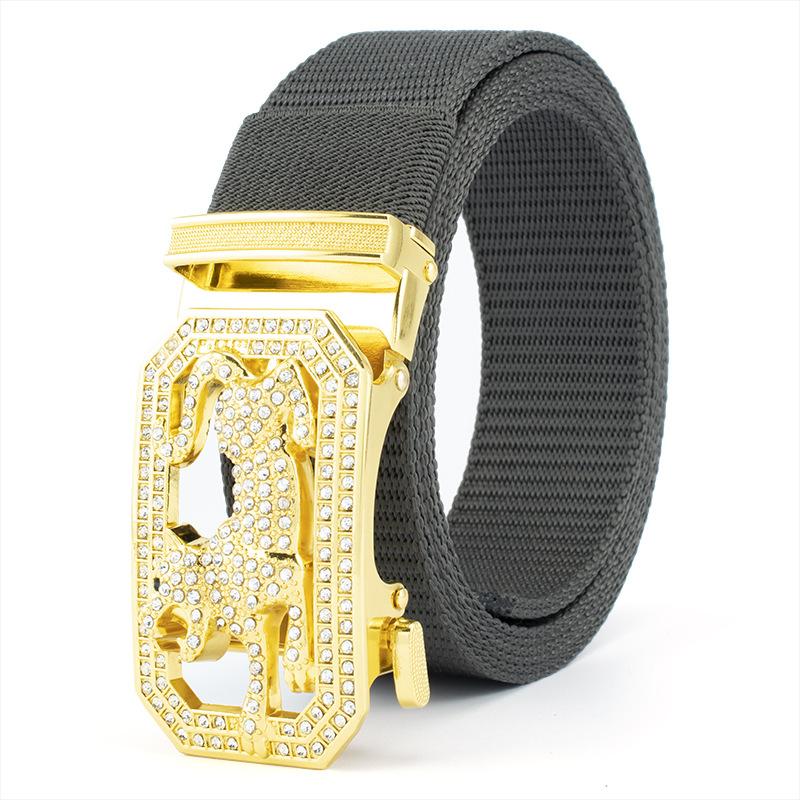 

Пояс мужской из нейлона с автоматической пряжкой Тигр по знаку зодиака , 3,5 см, персонализированный ремень с инкрустированной сплавной пряжкой 125cm темно-серого