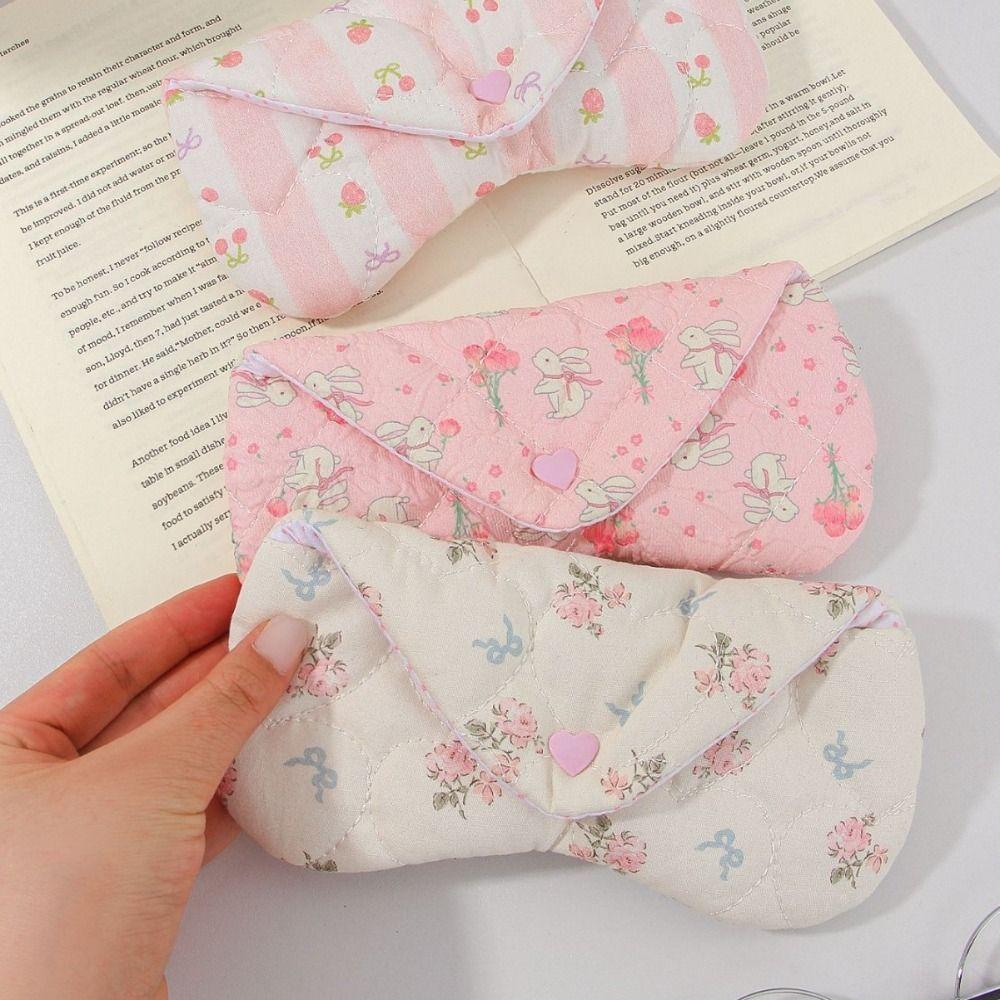 Handmade Fabric Sun Glasses Case with Buckle Lipstick Pouch Portable Makeup Brush Bag Travel