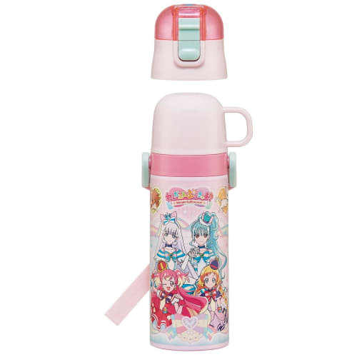 Skater Children's Stainless Steel Water Bottle 2way Direct Drinking 470ml Wandafuru PreCure Cup Drinking 430ml Child-Friendly Lightweight Type Girls T