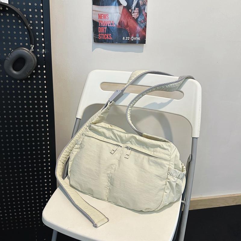 Versatile Crossbody Bag for Women  Large Capacity Bag with Zipper  Monochromatic  Multifunctional