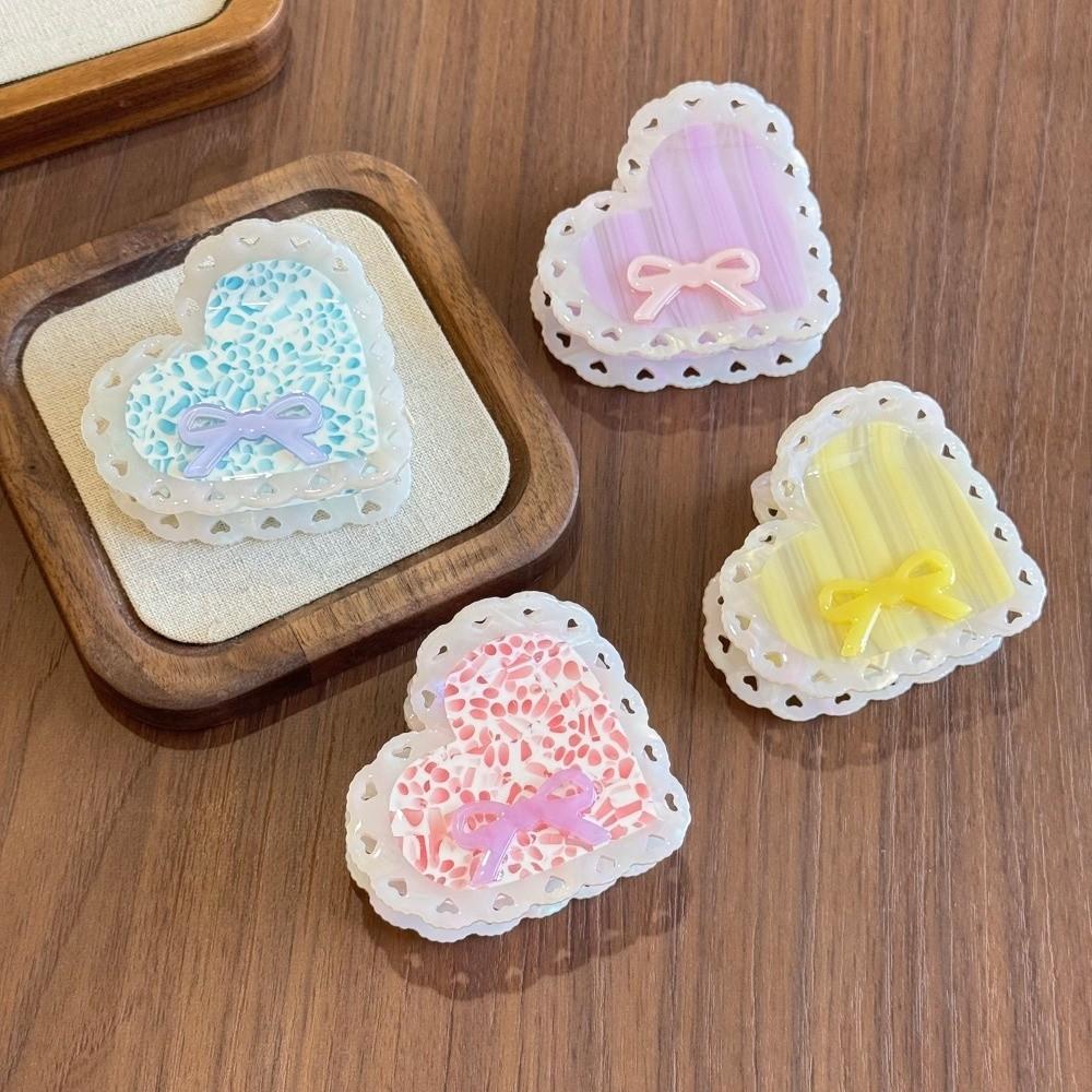 Korean Style Heart Shark Clip Elegant Bow Hair Claw Hair Accessories Acetic Acid Hair Claw Party