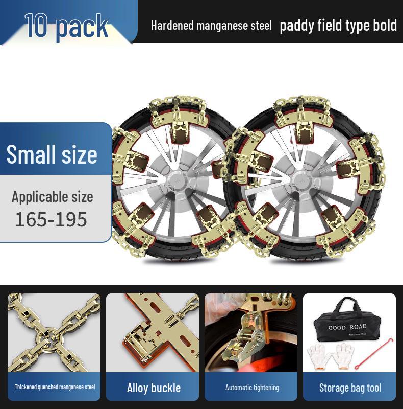 Universal Anti-Skid Chains for Cars, SUVs, and Off-Road Vehicles – Tire-Friendly for Winter Snow
