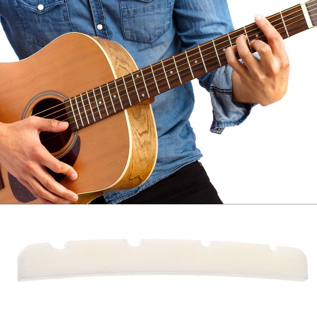 Guitar Bass Nut 42mm Guitar String Nut Guitar Nut Bone Slotted Top Nut Replacements for 4 Strings Musical Instruments