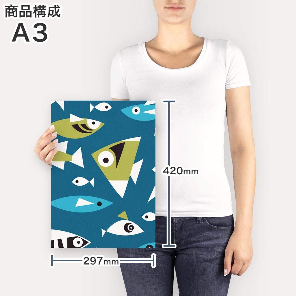 Art Panel Painting Decoration igsticker 420mm x 297mm A3 Photo Wall Hanging Wooden Frame Interior Stylish 004194 Animal Fish Blue