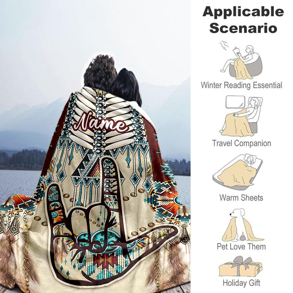 Ethnic Patterns Customize Text Blanket Throw Customizable Blanket Comfortable for Livingroom Bed Office Chair Office Ideal for All Seasons