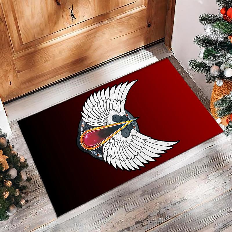 Black Printed Flannel Area Rug Non Slip Soft Polyester Floor Carpet Indoor Decor Mat for Bedroom Living Room Sofa Game Room Home Decoration