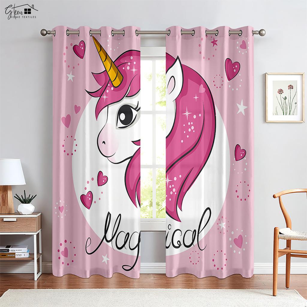 Adorable Cartoon Unicorn Starry Sky Rainbow Printed Drapes Children ' s Space Ornament Drapes Children ' s GiftHouseholdOrnament