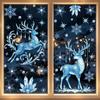 Blue Christmas Window Static Clings With Santa Snowman Reindeer Patterns For Home Xmas Party Decorations