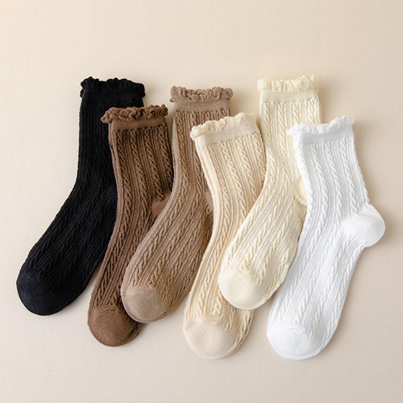 

Stockings Children S Medium Tube Stacking Socks Casual Versatile Fungus Edge Autumn Lace Tube Socks Spring One size fits all чорний