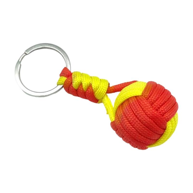 Handgeknüpfter Paracord Schlüsselanhänger mit natürlicher Holzperle Multifunktionales Survival-Werkzeug für Outdoor-Reisen und Notfälle