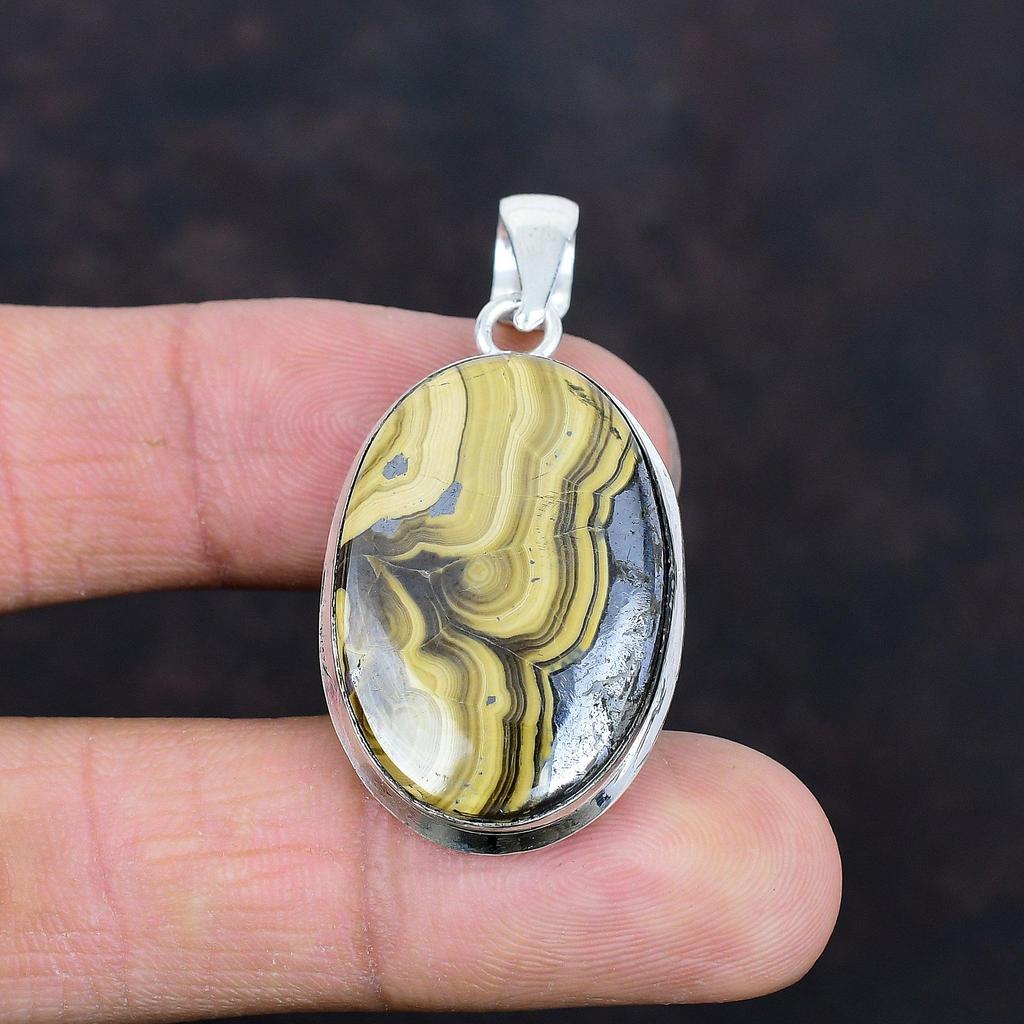 Schalenblende Pendant Natural Gemstone Pendant 925 Sterling Silver Pendant Handmade Jewelry Designer Pendant Gifts for Him Brand New Pendant