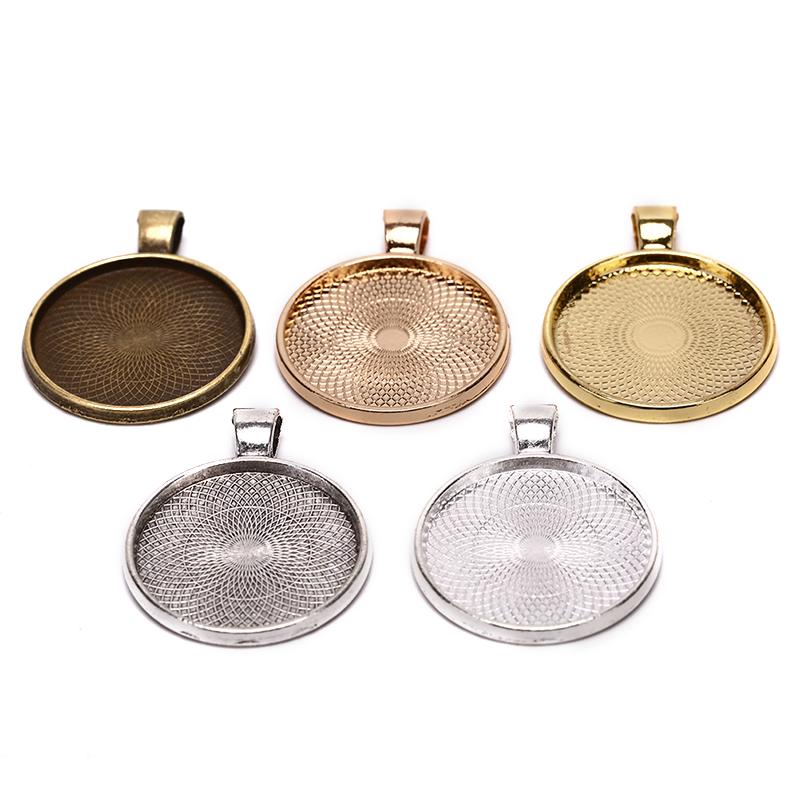 10Pcs Alloy Pendant Blank Setting Tray Glass Cabochons Diy Craft Jewelry Making
