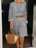 2025 Spring & Autumn Women's Cotton-Linen Cardigan Suit: Two-Piece Set with Top & Shorts