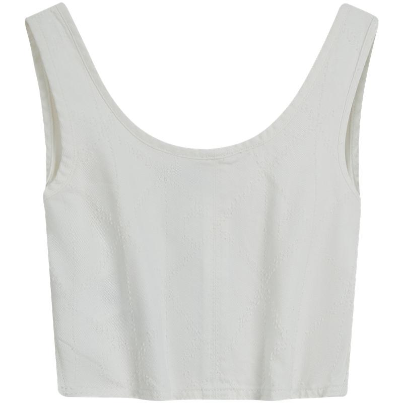 Calvin Klein Modern Retro Sexy Cotton Side Zipper Denim Vest Women tops 47D707G