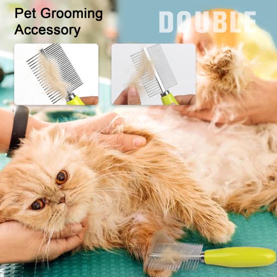 Pet Comb Double Row Design Pet Grooming Brush Gentle Cats Dogs Hair Removal Cleaning Comb Pet Supplies